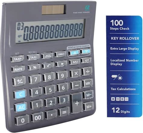 Desktop 100 Steps Check 12 Digit Electronic Calculator