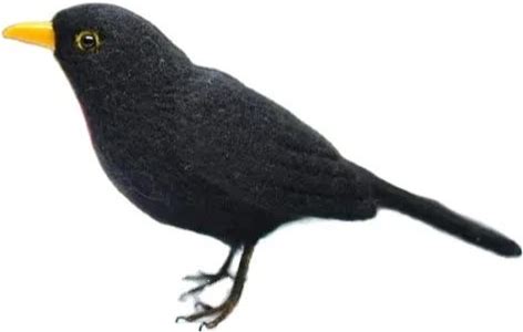 Artisan-Crafted Needle Felted Merlo Bird: Capture The Essence Of Spring With Common Blackbird-Inspired Handmade Wool Birds.