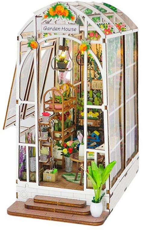 DIY Wooden Garden House With Furniture 3D Miniature House Model Desktop Mini Building Decoration Kids Adults Handmade Doll House Assembly Toy Multi...