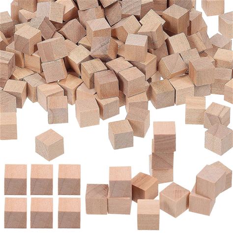 400Pcs Premium Unfinished Wooden Cubes Safe Smooth Square Blocks For DIY Crafts, Educational Play & Creative Building Projects Khaki 1.00X1.00X1....