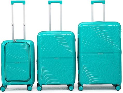 Quality Match Color Front Open Laptop Function Hardside 3 Piece Suitcase Cabin 360 Degree Silence Wheels PP Travel Luggage Set