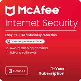 Mcafee Internet Security | Annual Licence | Security For 3 Devices