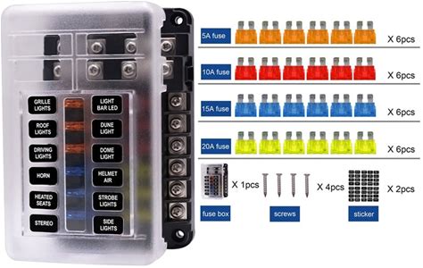 12-Way Blade Fuse Box Block & Auto Marine Zekeringkast Houder 12V 32V Bus Bar Auto Kit
