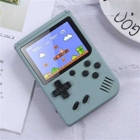 Macaron Mini Retro Handheld Game Console 500 in One Game Dubbel Kinderhuis TV Nostalgisch Grijs 10cm By 14cm By 5cm