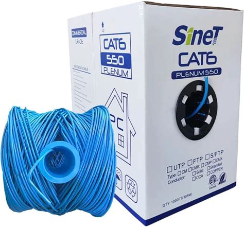 Sinet 1000ft Utp Cat6 Tactische Kabelhaspel 23Awg Massief Cca Koper 0.56mm Hdpe Pvc 305m 8-Geleider Ce Gecertificeerde Telecom Beveiliging