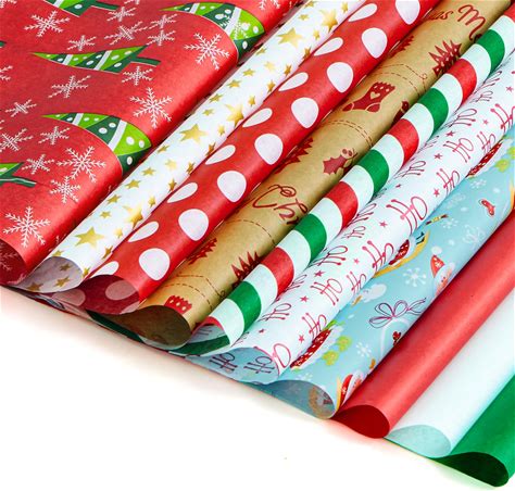 Joiedomi 150 Sheets Christmas Tissue Paper Assorted Design Easy And Fast Gift Wrapping Accessory Perfect For Present Boxes, Xmas Gift Wrapping Bags