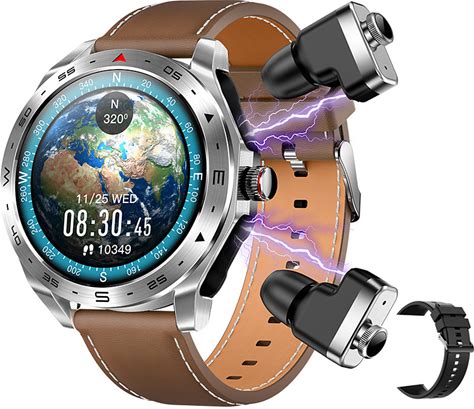 2-In-1 Smart Watch With Built-In Bluetooth Earbuds, Wireless TWS Headset Inside, Bluetooth Call Message, Fitness Tracker With Heart Rate Monitor, 400m