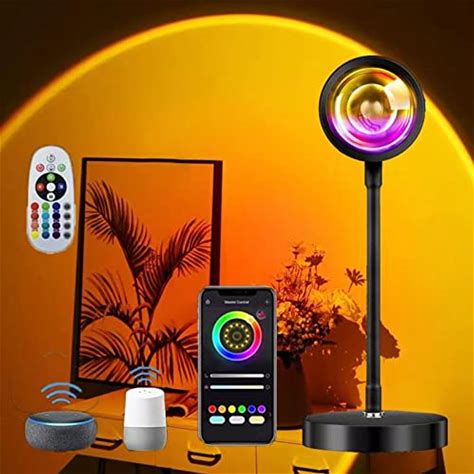 Sunset Projection Lamp, APP Remote Control 16 Colors Sunset Light With RGB Color Changing LED Light Romantic Visual Rainbow Night Lights For Photogra