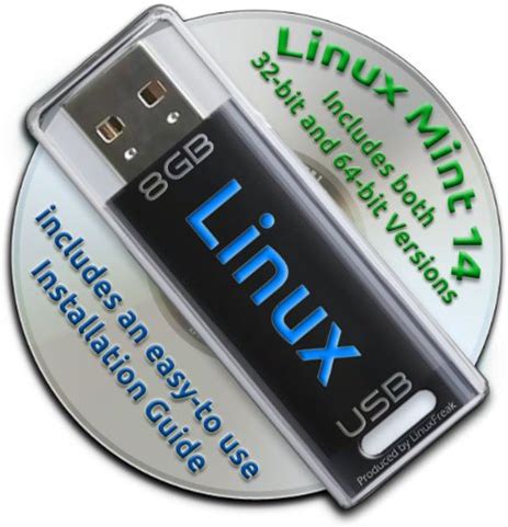 Linux Mint 14 On Bootable 8GB USB Flash Drive And DVD Set - 32-Bit And 64-Bit.