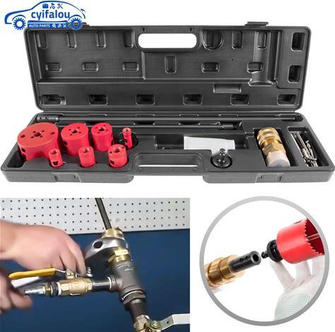 Hot Tapping Machine Kit Fits For Piping,Fittings,Valves W/ NPT Threads 08350. CY-Auto. Red,Black. Pipe Threaders, Taps & Dies.