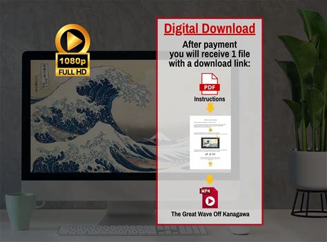 Kanagawa Wave Animated Background - Looping Video With Sound (Digital Download)