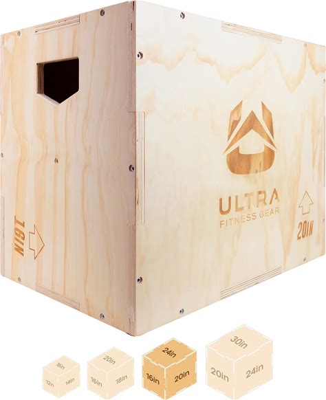 Ultra Fitness Gear Wooden Plyo Box, 31 Plyometric Jump Training Squat, Step Up, Jumps & More Workout Size S, M, L, XL