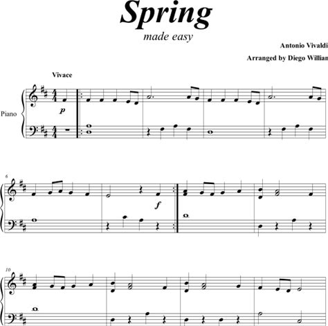 Vivaldi Spring (Easy Piano) Sheet Music Download By Antonio Vivaldi For Easy Piano