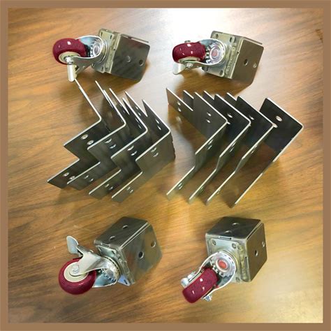 Posthugger™ Ultimate Workbench Kit 1000 Capacity Steel Corner Brackets With Locking Wheels For 4X4 Posts