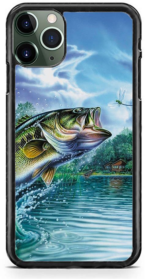 Fishing Bass Fish Angling Hard Rubber TPU Slim Case Cover For iPhone 17 16 15 14 13 Max Mini Pro Max 12 Plus X Max, iPod Touch 7 6
