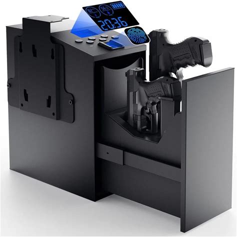 Biometric Gun Safe For Handgun - Quick Access Slider Pistol Safe With Fingerprint/Key Access/PIN