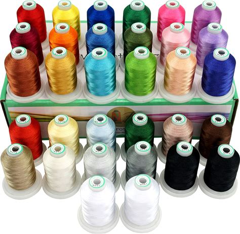 New Brothread 32 Spools Polyester Embroidery Machine Thread Kit 1000m (1100Y) Each Spool - Colors Compatible With Janome And Robison-Anton Colors -