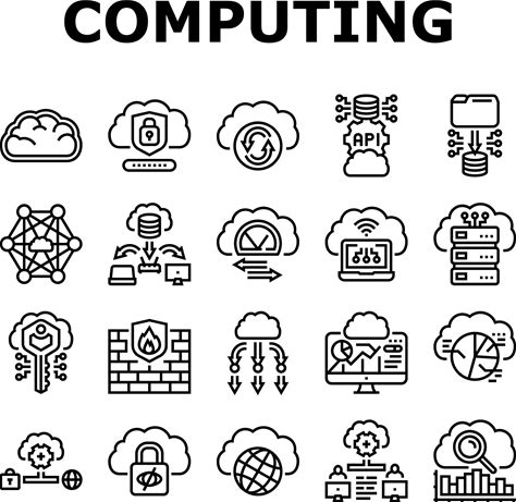Cloud Computing Virtualization Icons By Pikepicture | Creative Market
