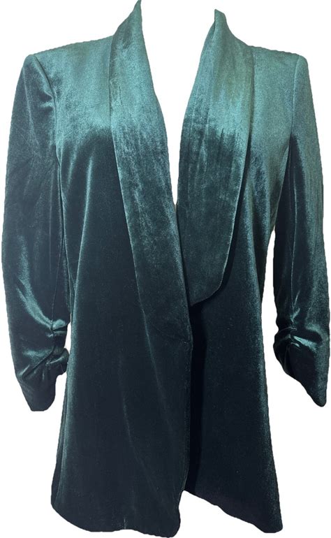 Autre Filles Green Velvet Open Blazer Jacket Size Medium. Excellent Condition