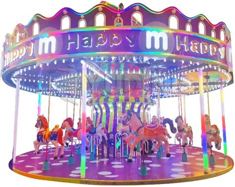 Fairground Attraction Outdoor Kids Luxury Amusement Park Rides Equipment Purple Carrousel Horse Merry Go Round Carousel For Sale