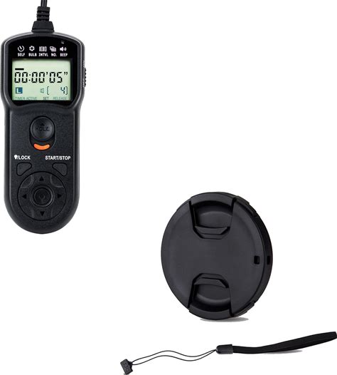 JJC Intervalometer Timer Remote Control & 58mm Front Lens Cap Cover For Canon EOS Rebel T7 T6 T5 T8i T7i T6s T6i T5i T4i T3i T2i T1i SL3 SL2 SL1 Xsi
