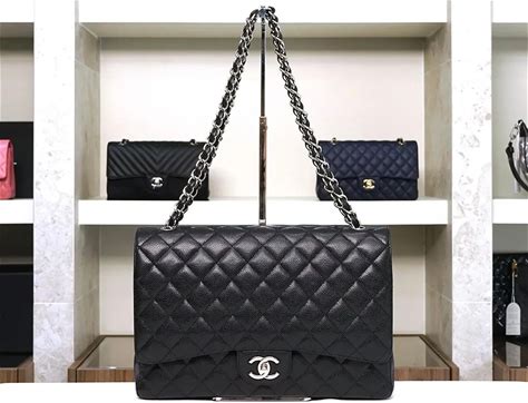 Chanel Classic Caviar Maxi Black Silver Hardware 19 Series
