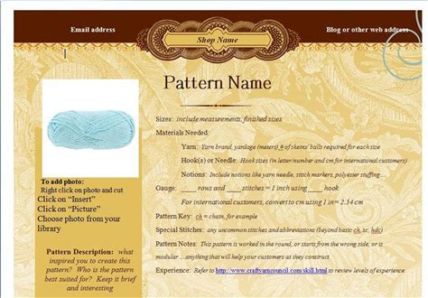 Create Your Own Pattern Crochet Or Knitting Pattern Writing Template Graphic Design MS Word Classic