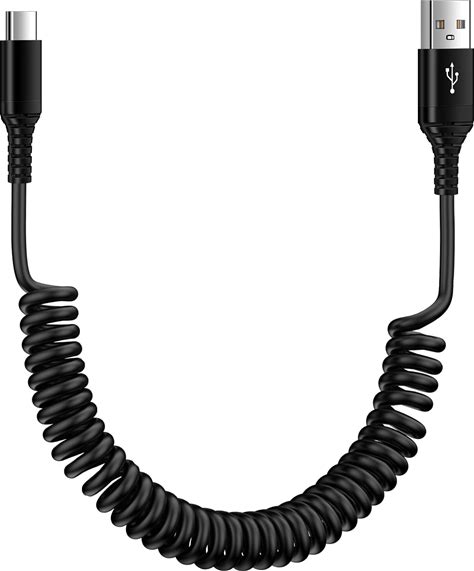 Retractable Android Auto USB C Cable iPhone 17 Pro Charger Cord Fast Charging Coiled USB Type C To USB A Cable Type C Car Cord 5ft Compatible For