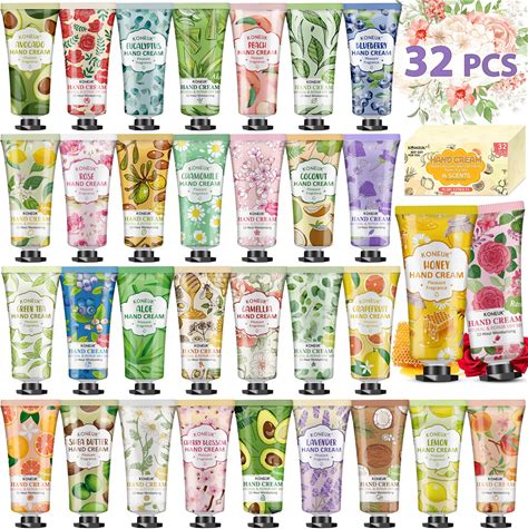 KONEUK 32 Pack Hand Cream Gift For Women, Bulk Hand Lotion Travel Size For Dry Cracked Hands, Mini Moisturizing Hand Cream For Christmas Gifts, Mom