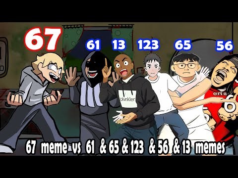 fnf 67 VS 61 & 65 & 123 & 56 & 13 All meme Animation song -Friday Night Funkin' (67 song Meme remix)