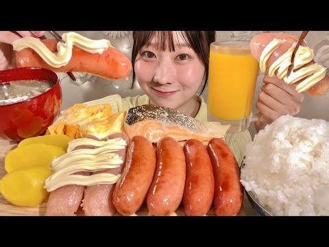 ASMR Tarako Mayo Sausage Grilled Salmon Cheese Omelet Tonjiru【Mukbang】【English Subtitles】