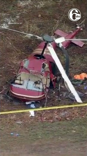 Aerial footage shows aftermath of deadly helicopter collision in Hammonton, New Jersey.