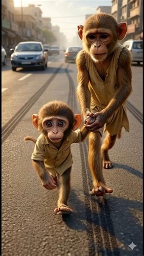 poor baby monkey saved his father #ai #cartoon #monkeystory