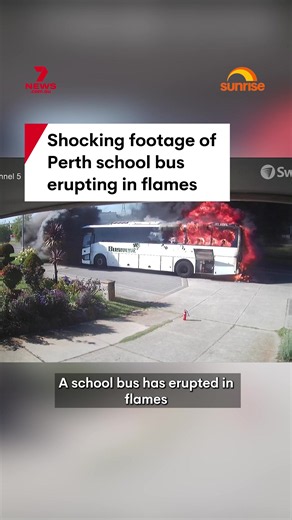 CCTV footage captures the moment a school bus caught on fire in Perth minutes before its scheduled school pick-up. The flames spread quickly, creating an inferno firefighters were unable to control. #fire #Perth #schoolbus #cctvfootage #disaster