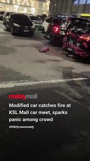 A modified car caught fire during a car meet at KSL Mall after flames were seen coming from the vehicle, triggering a fire that affected the surrounding area and another car, causing alarm among onlookers. Authorities have yet to confirm further details.