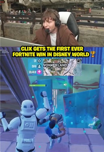 First Fortnite win in Disney World! 🤯 #fyp #clix #fortnite #gaming #disneyworld
