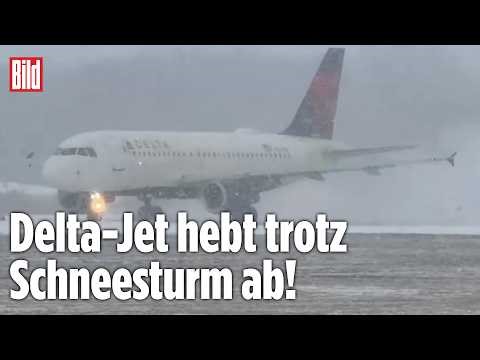 WETTER-WAHNSINN IN NEW YORK: Delta-Jet hebt mitten im Schneesturm ab