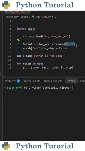 Excluding Specific Stop Words In Spacy | Python Tutorial