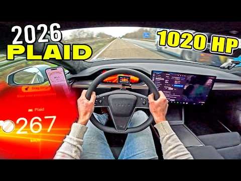 2026 TESLA MODEL S PLAID 1020HP // REVIEW on AUTOBAHN 100-200 in 4.xx