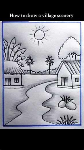 How to Draw a Scenic Village Step by Step