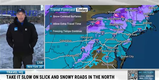 Meteorologist Reynolds Wolf is live in New York City Monday morning reporting on slick roadway conditions and freezing temperatures impacting the Northeast. | The Weather Channel