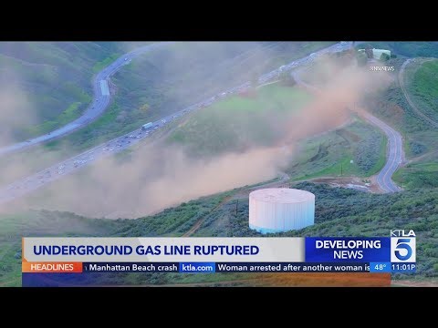 Gas line rupture closes 5 Freeway in Castaic