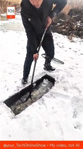 ICE FISHING skill under frozen water 😮❄️🐟 #shorts #skills #crafts #fishing #satisfying