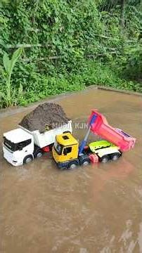 Mencuci Mobil Truk Pasir Dan Menemukan Beko, Bulldozer, Slender, Mobil Truk
