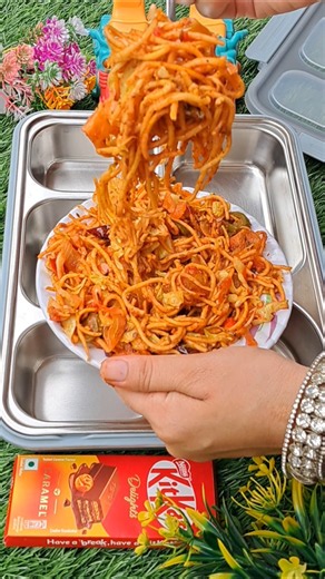 😱2x spicy🥵lunch box !!super hot🔥Noodles&Snacks tifin box #lunch box #shorts #vira lvideo