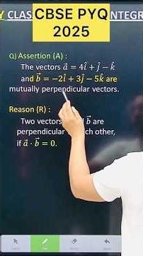 Q) Assertion (A) The vectors 𝑎 ⃗=4𝑖+𝑗−𝑘 and 𝑏 ⃗=−2𝑖 +3𝑗−5k are mutually perpendicular vectors