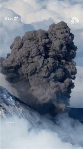 Aerial video captures eruption of snowy Mount Etna