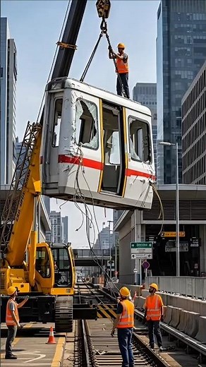 METRO DOOR PANEL FALLS MID-AIR — CRANE LIFT TOTAL COLLAPSE! 🚇💥 #fail #engineering