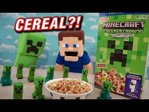 MINECRAFT CEREAL!! Creeper Crunch Breakfast Unboxing