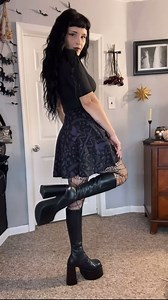 1.3K reactions · 40 shares | Soft  spring fit on @mariahkrx Our newest Dark Ages ponte’ skirt is going fast! Paired with our recently restocked bat crochet rib top, distressed tights and pyramid stud belt. | Midnight Hour | Facebook